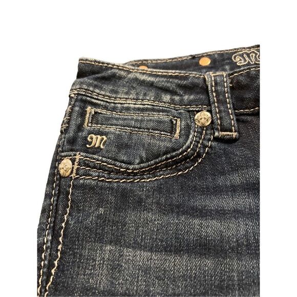 MISS ME Rhinestones embroidered capri jeans - Picture 6 of 12